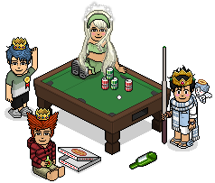 HabboLand Admin team's Habbo avatars playing pool